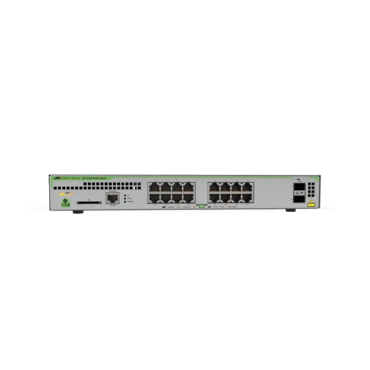 Allied Telesis ATGS970M18PSR10 L3 Switch with 16 x 10/100/1000T PoE Ports and 2 x 100/1000X SFP Ports with Rack Mount Kit