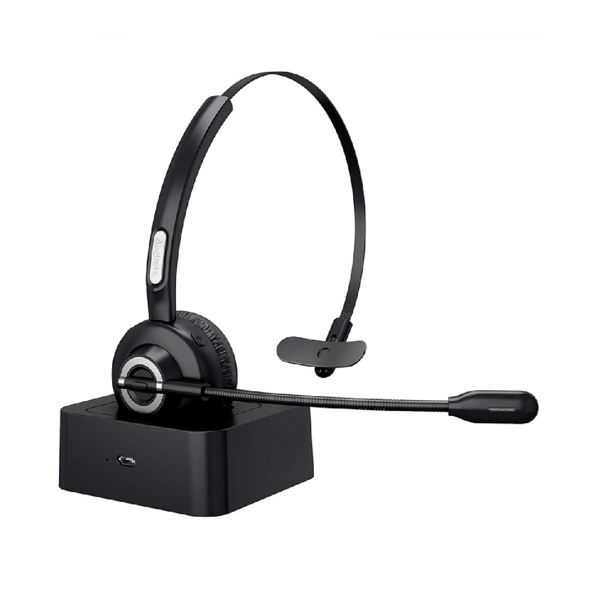 M & M BH-M97 Bluetooth 5.0 Mono Headset with Noise-Canceling Microphone and Charging Dock