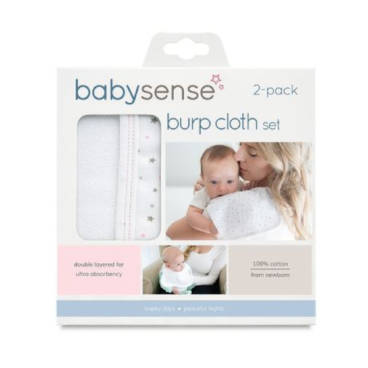 Babysense BYSE-BURPCLOTHSET-STONE Burp Cloth Set Stone