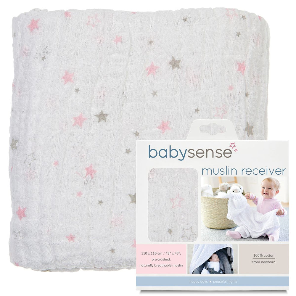 Baby Sense Muslin Receiving Blanket Pink (BYSE-MUSLINRECEIVER-PINK)