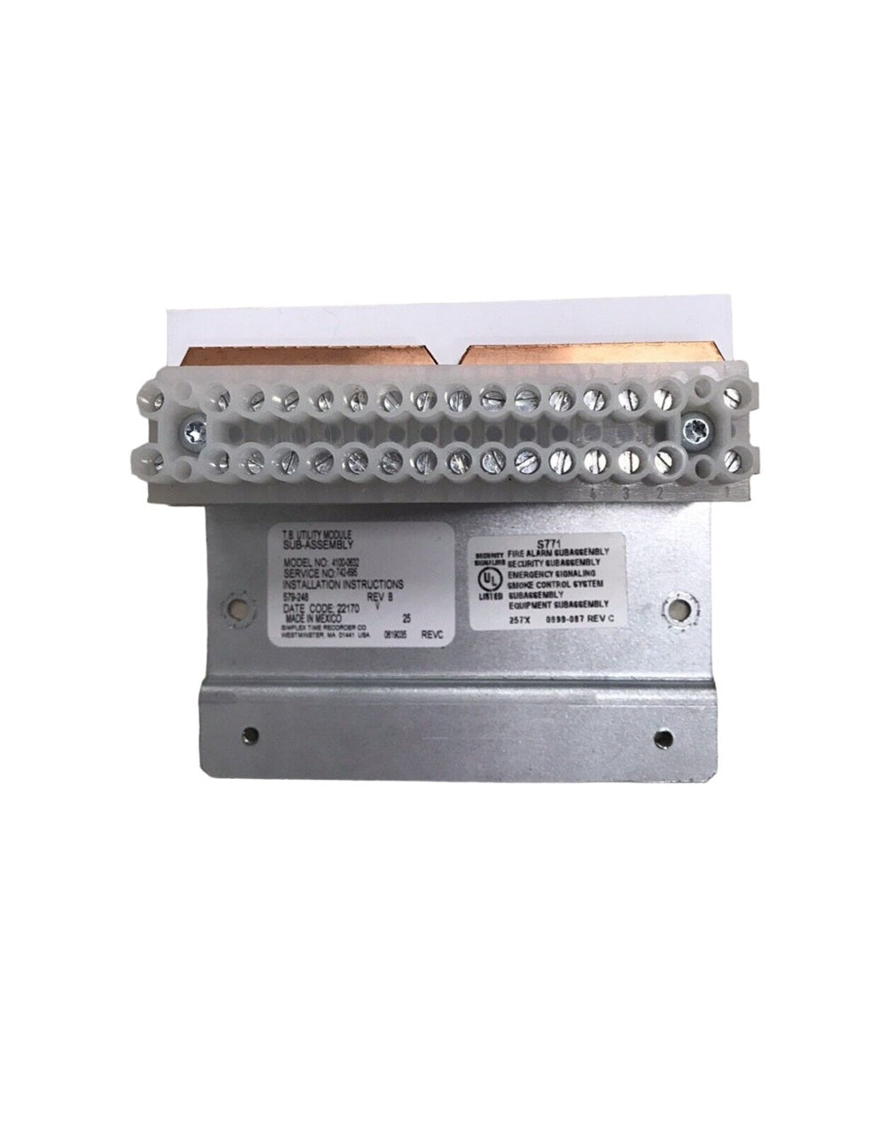 Simplex 4100-0632 Terminal Block Utility Module