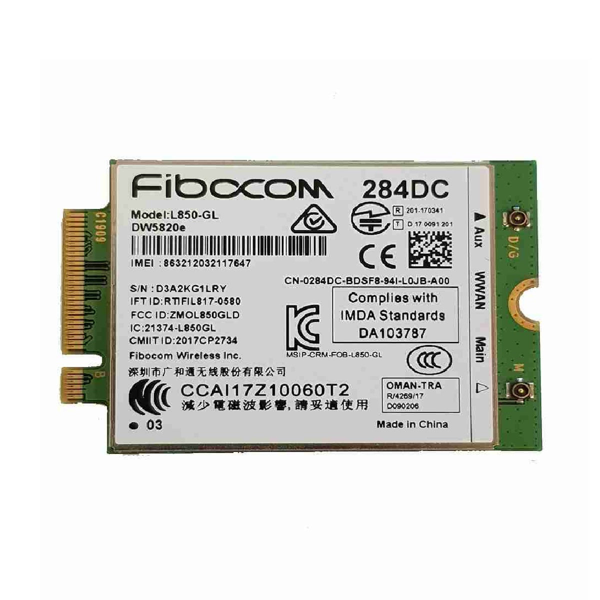 Fibocom FMK7H-MOD L850-GL DW5820e 4G WWAN Wireless Card A00
