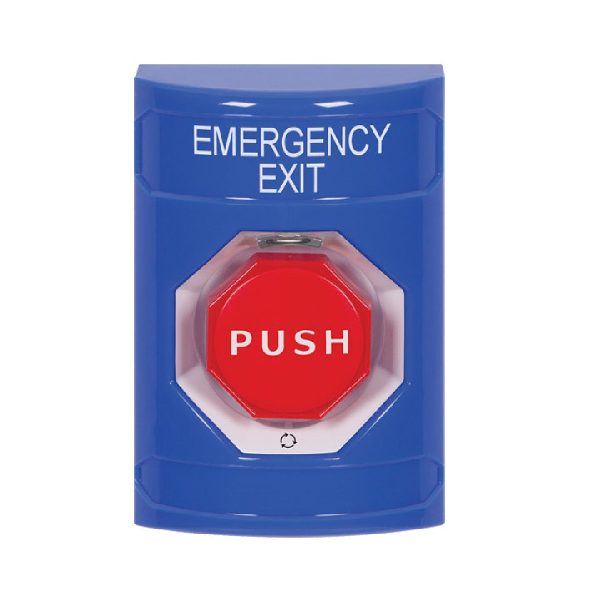 STI SS2409EX-EN Stopper Station – Blue – Push and Turn – Illumination Button – Emergency Exit Label