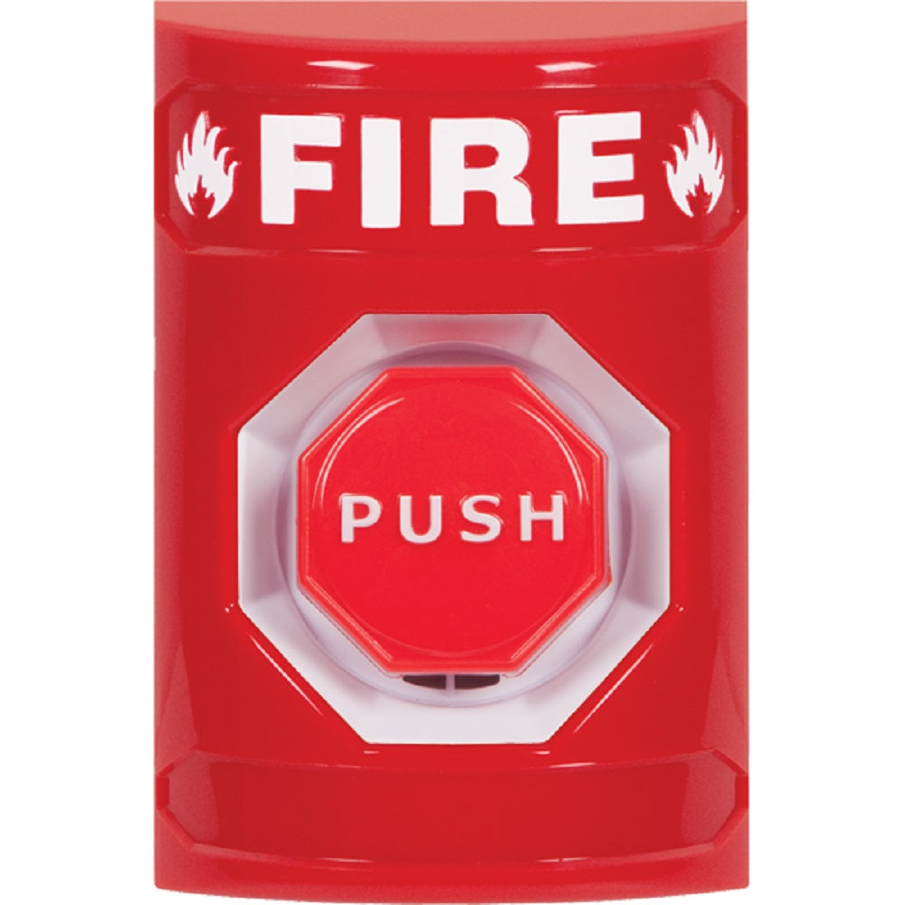 STI SS-2002F Stopper Station Push Key-to-Reset Button, Red, Fire Label