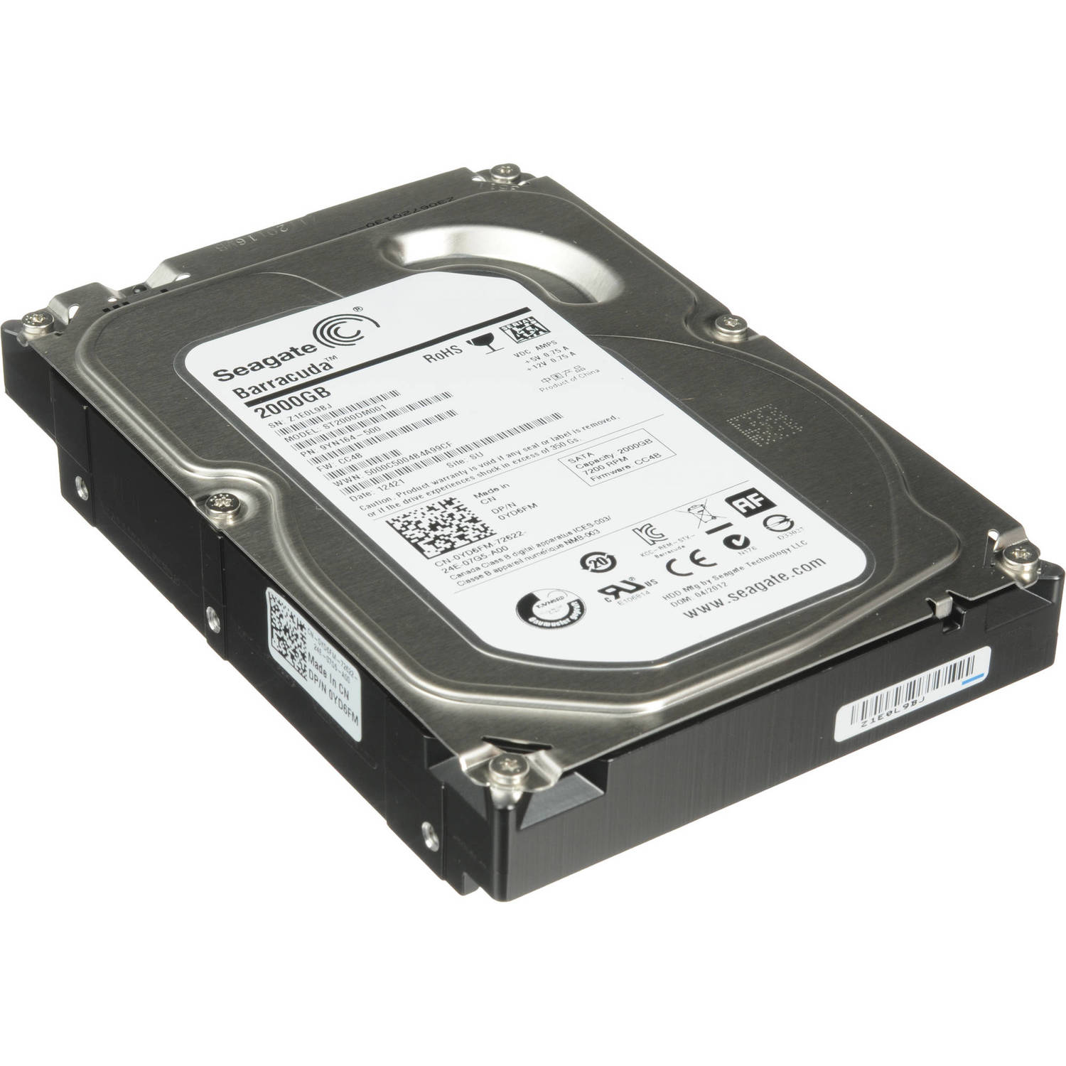 Seagate Barracuda 2TB 7200RPM, 6GBps 3.5" SATA Hard Drive, ST2000DM001-1ER164