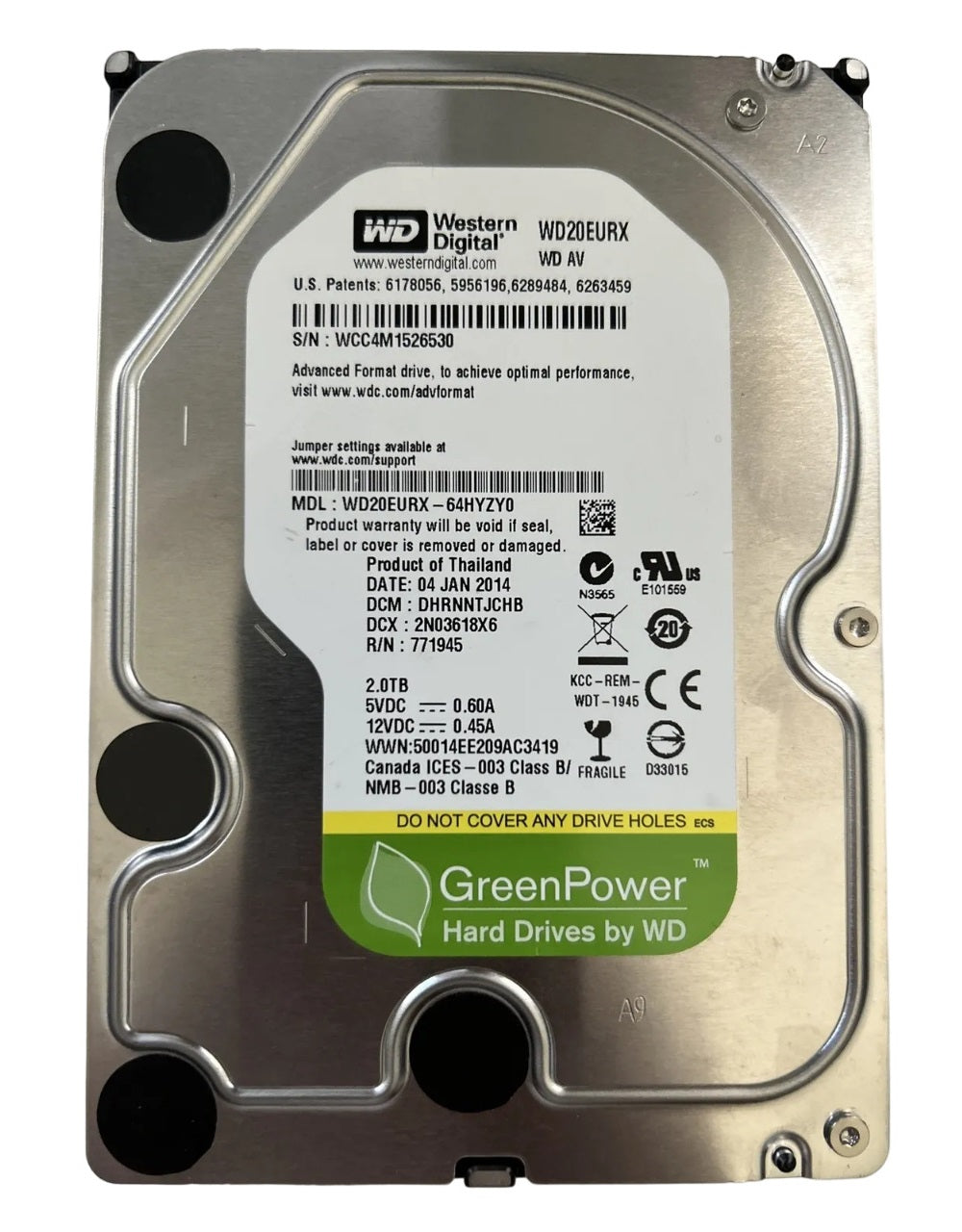 Western Digital WD20EURX-64HYZY0, AV-GP 2TB 3.5" Internal Hard Drive