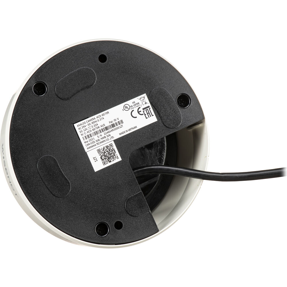 Hanwha Techwin HCD-6070R 2MP Analog HD IR Dome Camera, 3.2-10mm Varifocal Lens, Manual Focus, Ivory