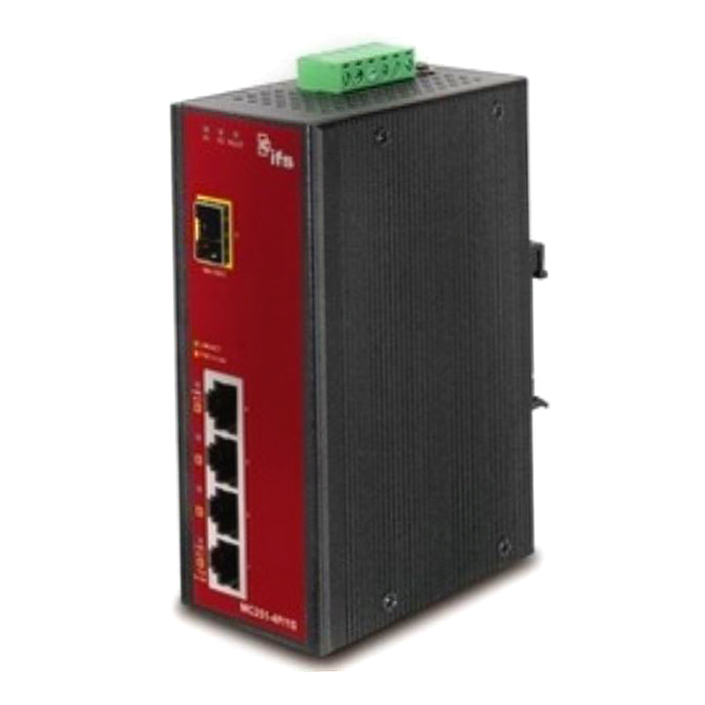 Interlogix MC251-4P/1S 4-Port Fast Ethernet PoE to 1-Port Fiber (SFP) Industrial Media Converter