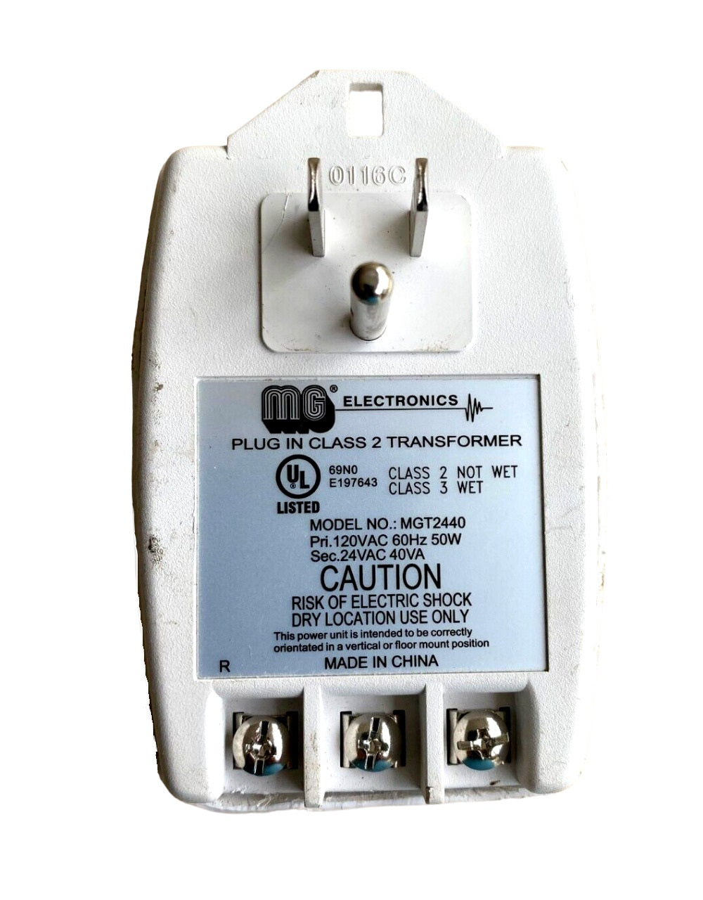 MG Electronics MGT2440 24VAC 40VA Class II Power Supply