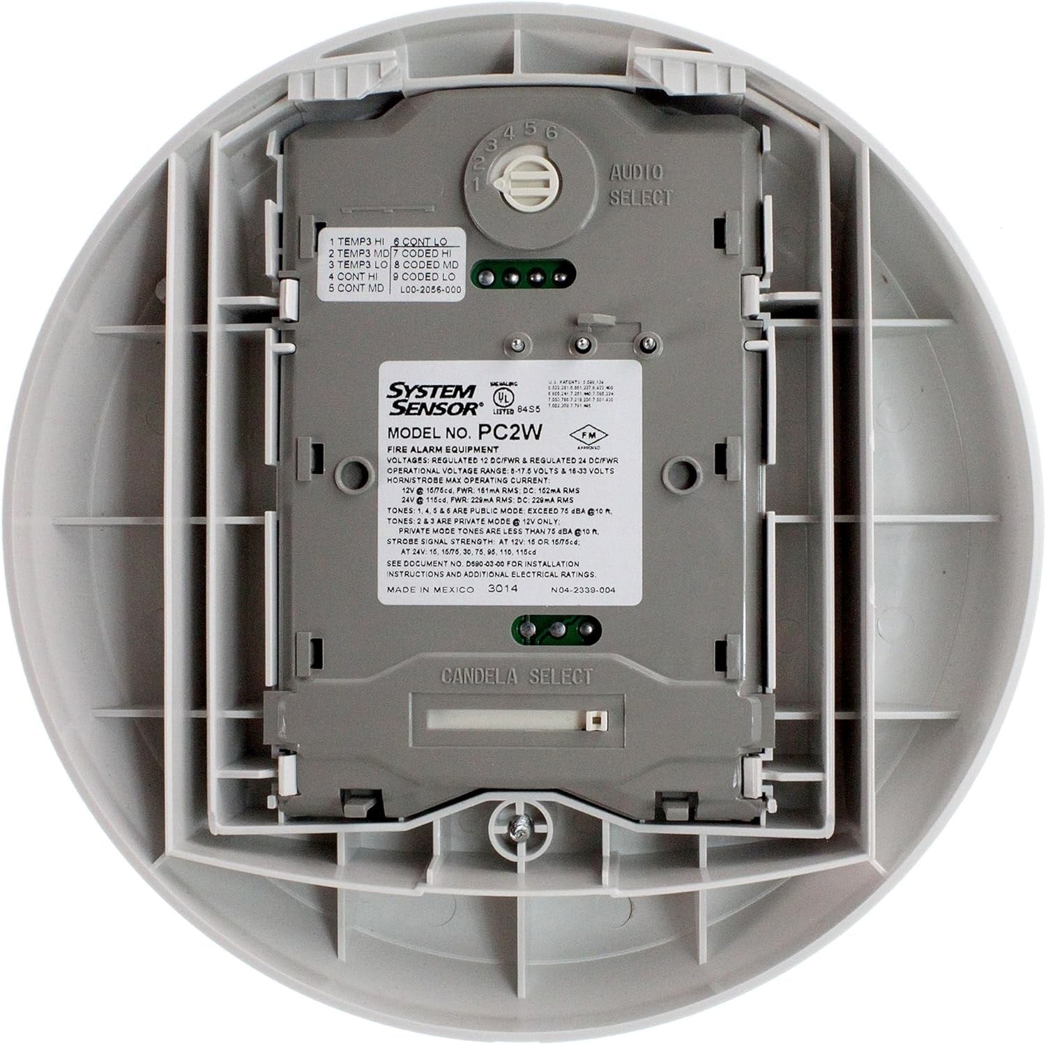 System Sensor PC2W SpectrAlert Ceiling Mount Multi-Candela Horn Strobe