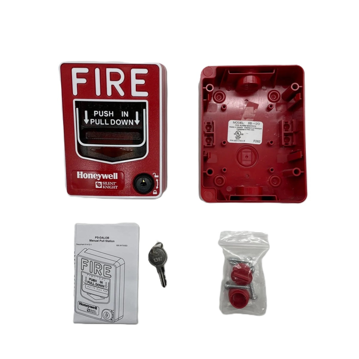 Silent Knight PS-DALOB Dual-Action Manual Pull Station with SBI/O Backbox and Sealing Gasket