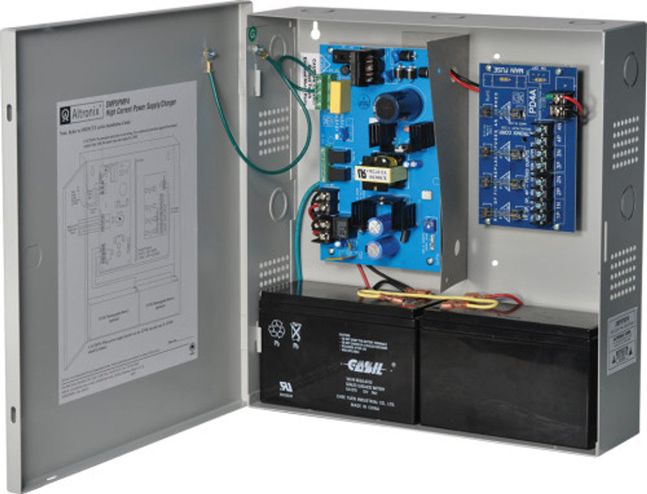 Altronix SMP5PMP4 Power Supply/Charger, 4 Fused Outputs, 12/24VDC at 4A, 115/220VAC, Supervision, BC300 Enclosure, Grey