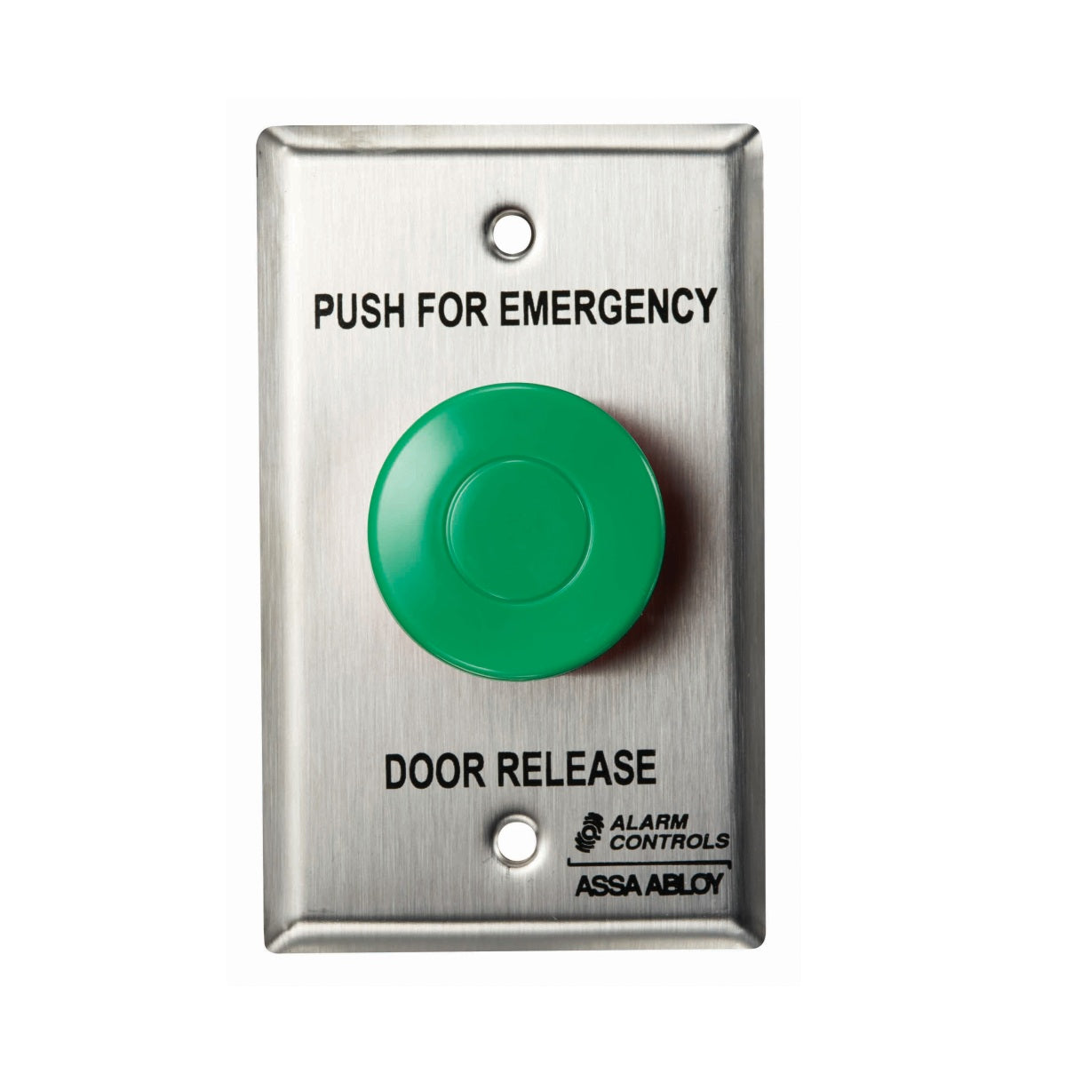 Alarm Controls TS-32G 1-1/2" Green Mushroom Pushbutton, Single Gang, Stainless Steel, Latching, N/O & N/C, Emergency Door Release