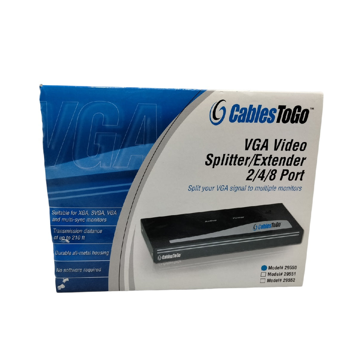 C2G 29550 2-Port Monitor Splitter and Monitor Extender, Black UXGA Splitter Box for VGA Splitter Dual Monitor