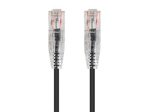 Monoprice Cat6 Ethernet Patch Cable - Snagless, Stranded, 550MHz, UTP, CMR Rated, 28AWG, 0.5 Feet, Black - SlimRun Series