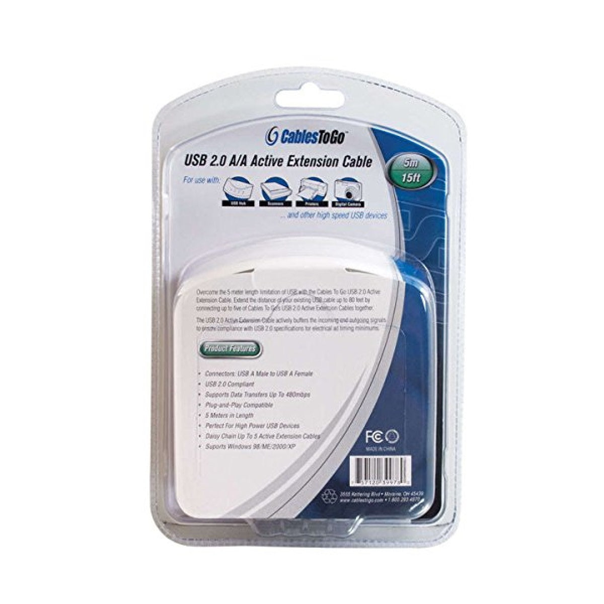 C2G 39978 16.4ft (5m) USB 2.0 A Male to A Female Active Extension Cable