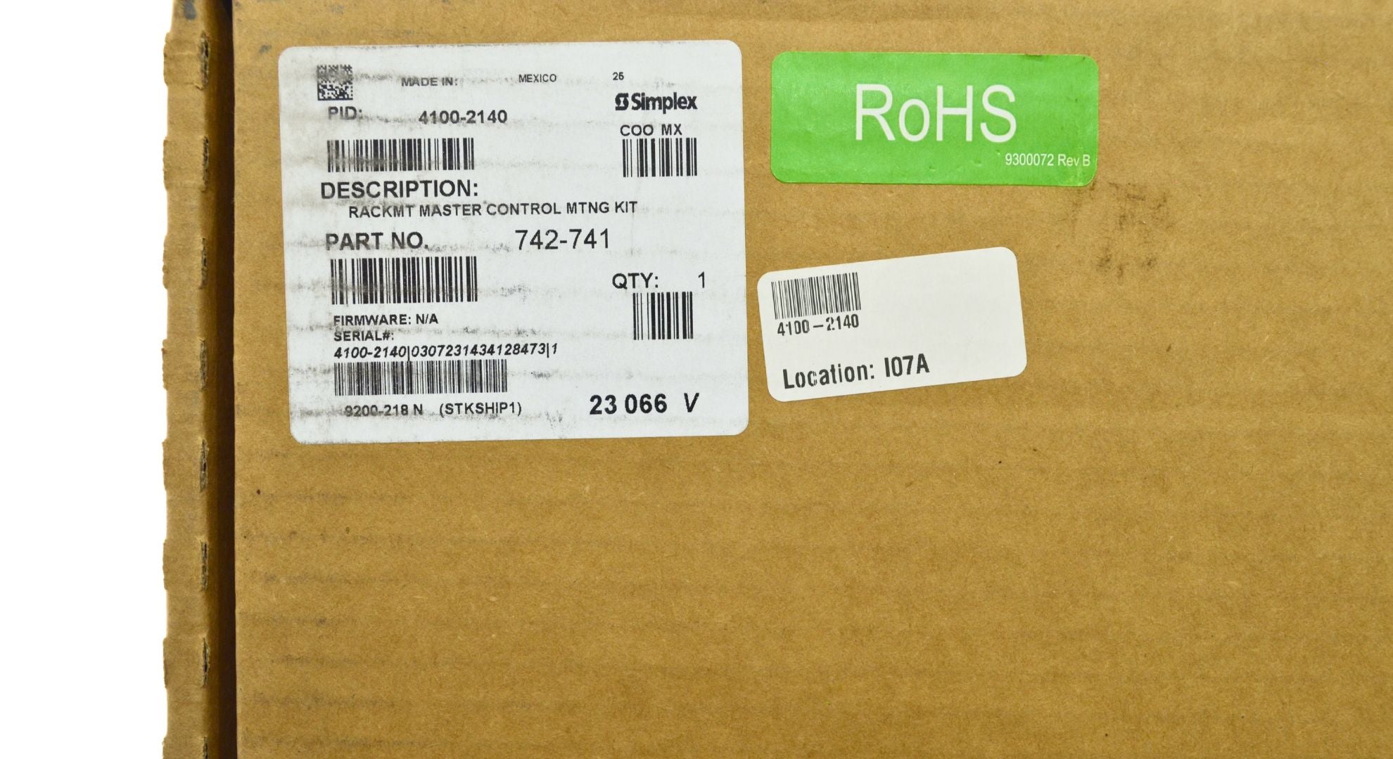 Simplex 4100-2140 Master controller rack mount kit