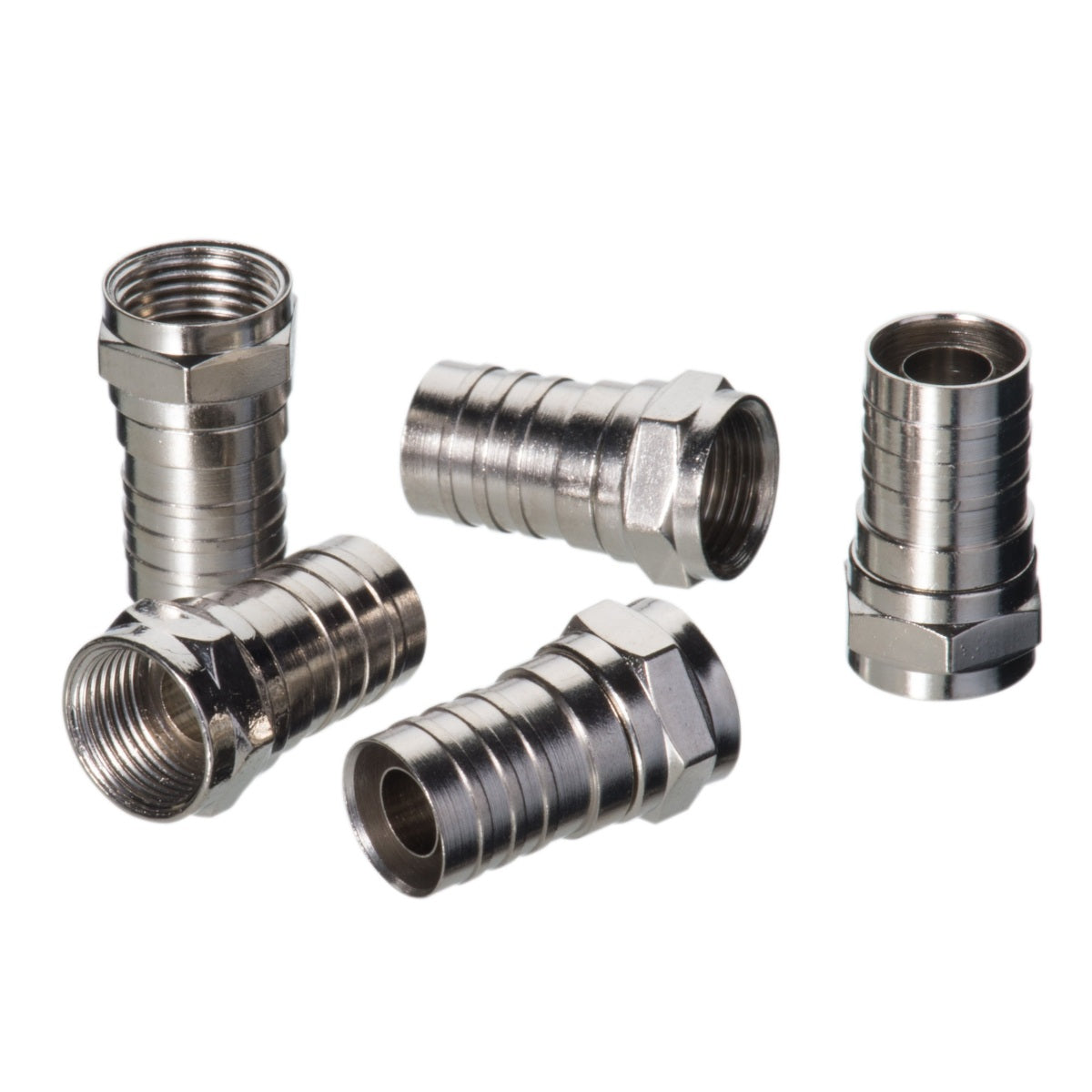 Ideal Industries 85-037 F-Coupler Coaxial Crimp Connector RG-6 Brass Nickel Plated