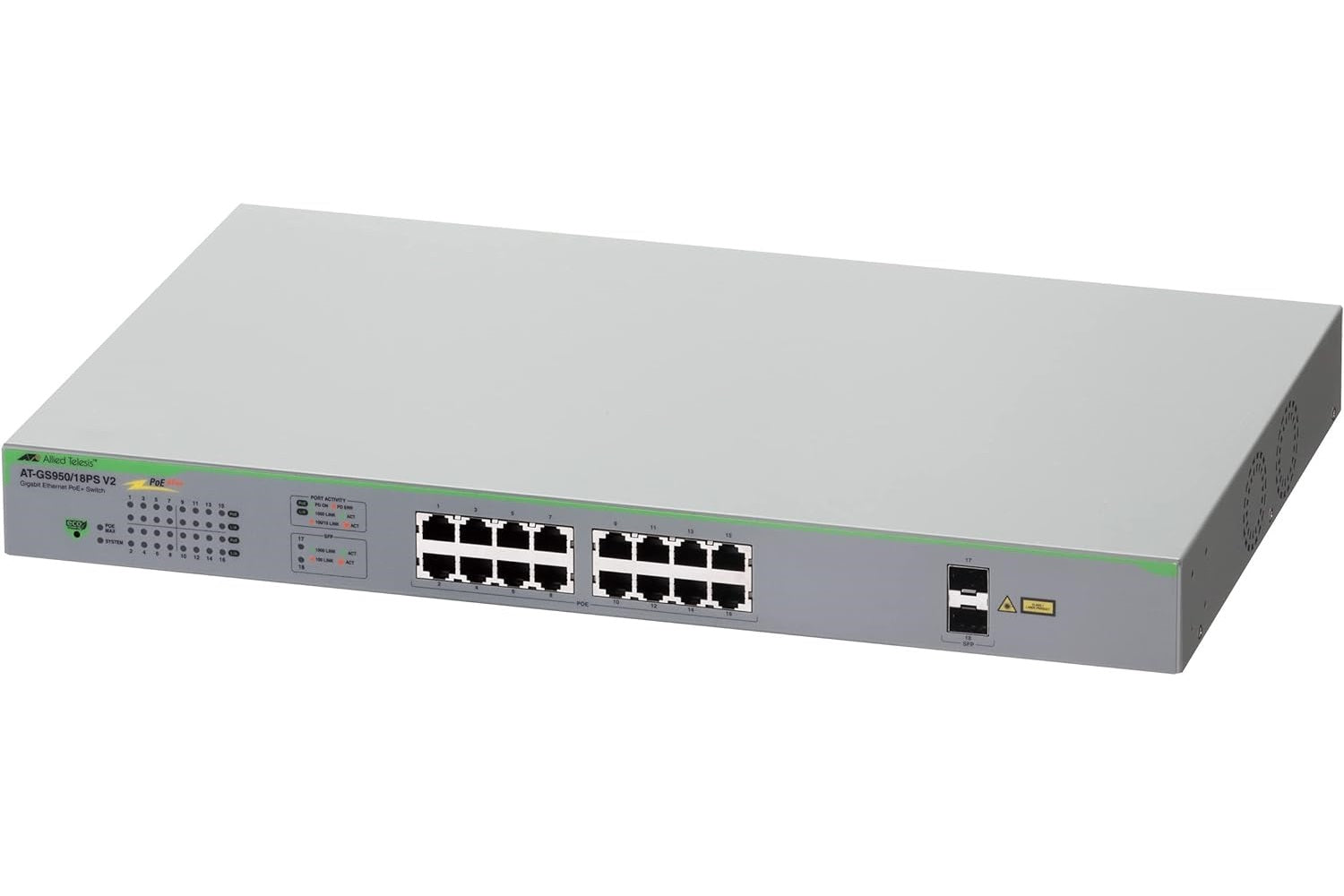Allied Telesis ATGS95018PSV210, 16x 10/100/1000 Copper Ports with 2x 100/1000x SFP Ports Gigabit PoE Switch