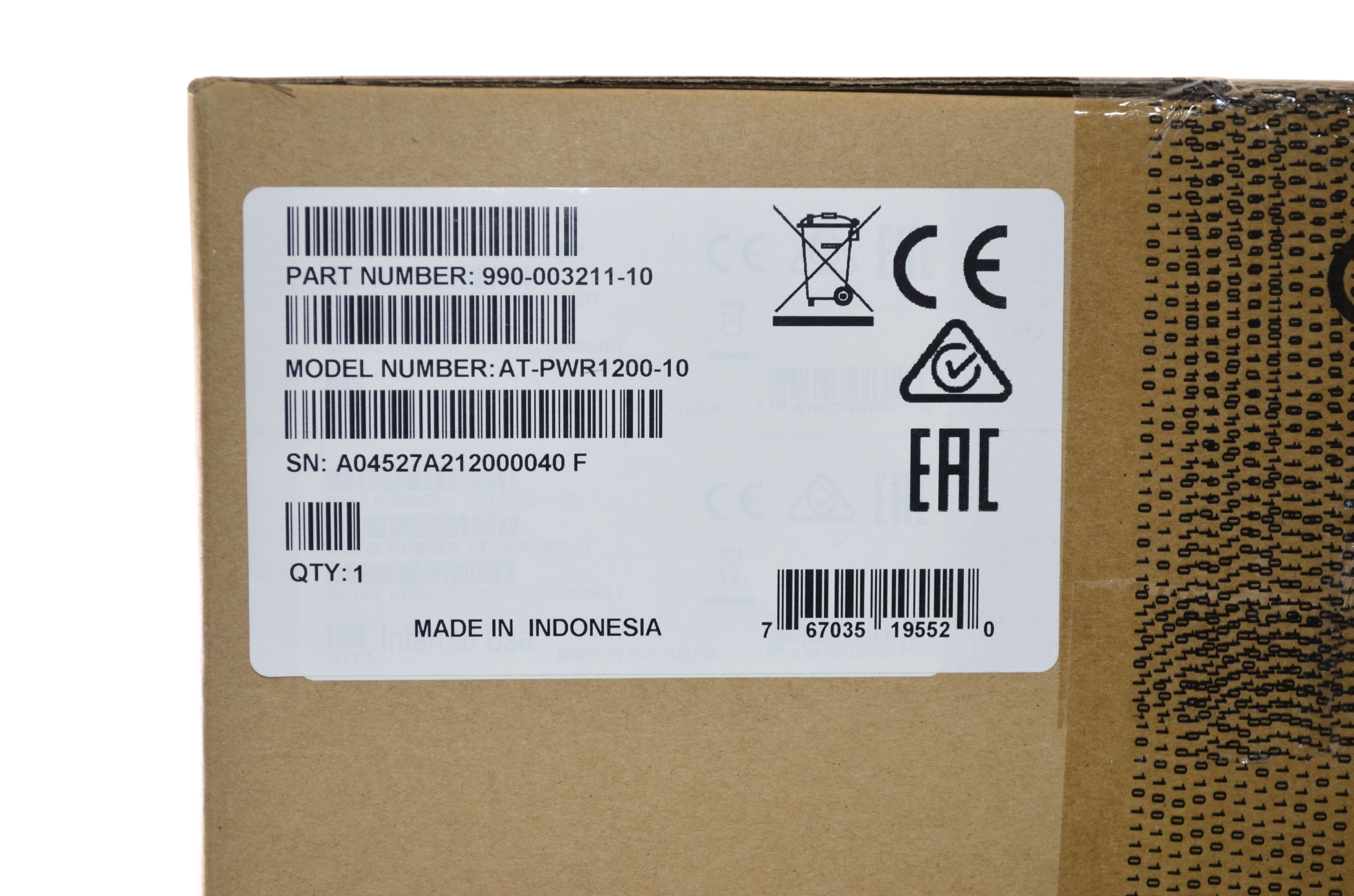 Allied Telesis AT-PWR1200-10 Network Switch Component Redundant Power Supply