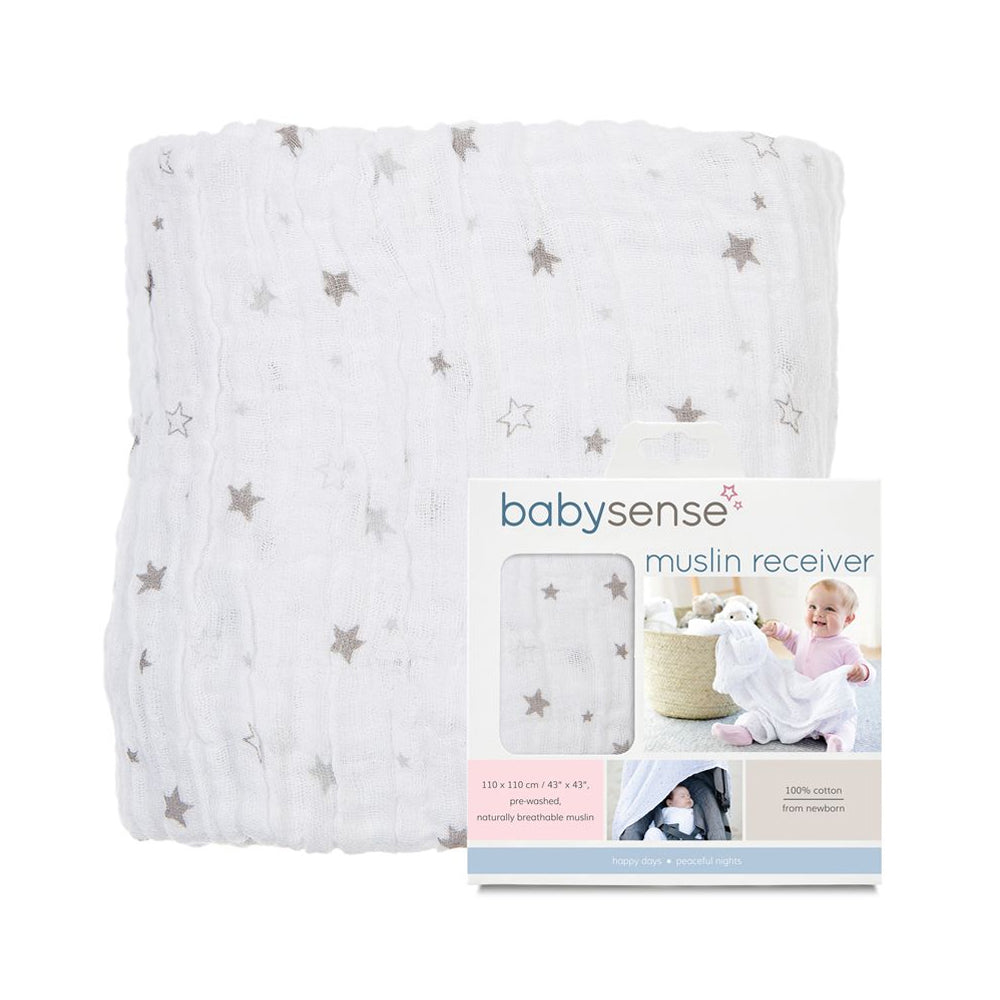 Baby Sense - Muslin Receiving Blanket - Stone