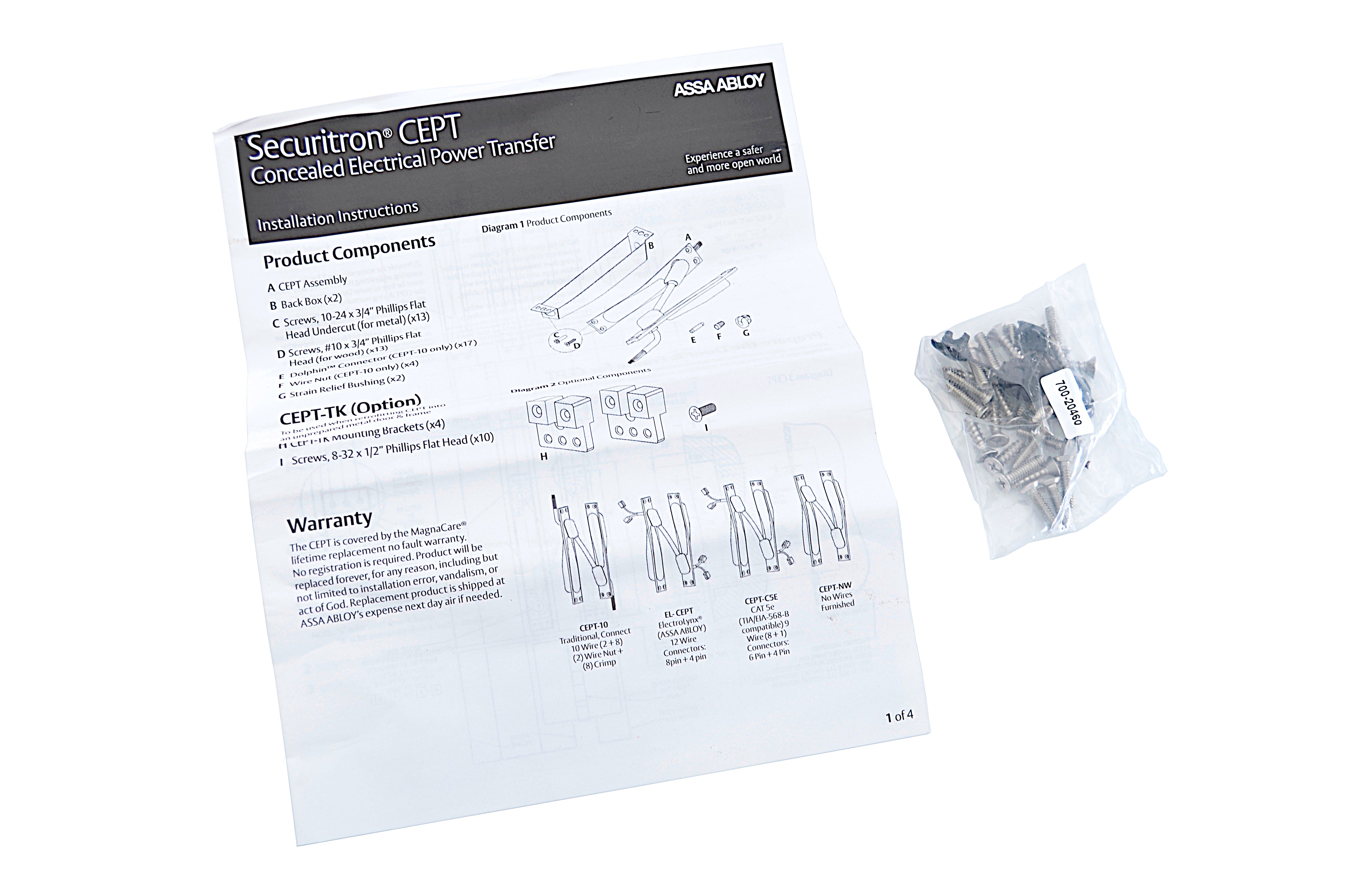 Securitron CEPT-C5E Concealed Electrical Power Transfer in Stainless Steel Finish