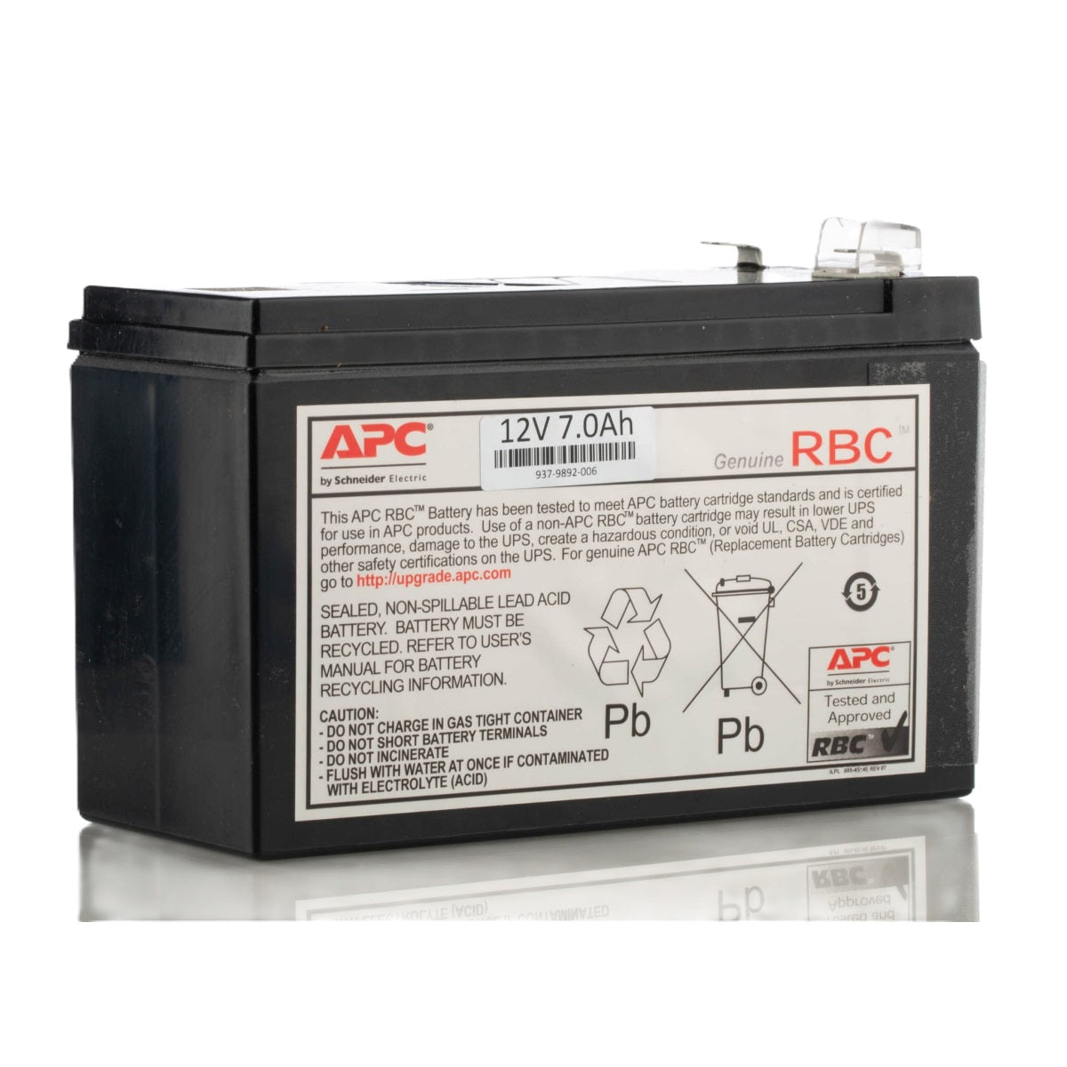 APC Replacement Battery Cartridge, Valve Regulated Lead–Acid Battery, 7Ah, 12VDC