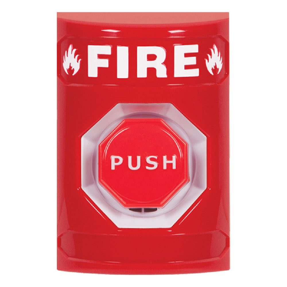 STI SS-2002F Stopper Station Push Key-to-Reset Button, Red, Fire Label
