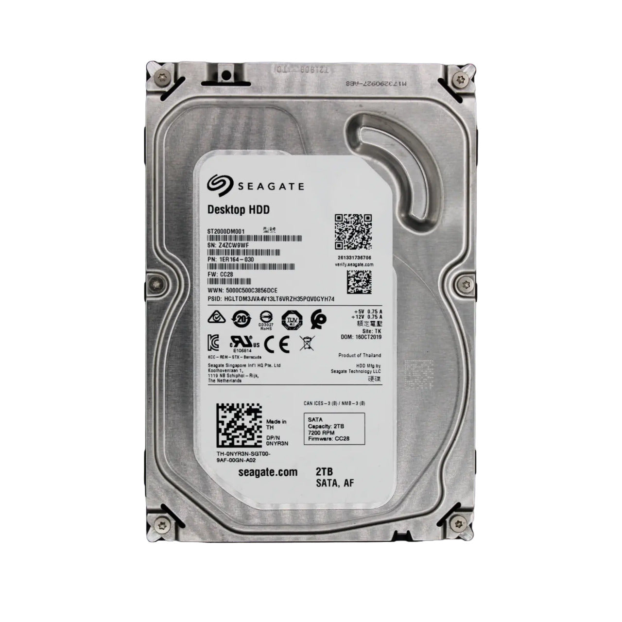 Seagate Barracuda 2TB 7200RPM, 6GBps 3.5" SATA Hard Drive, ST2000DM001-1ER164