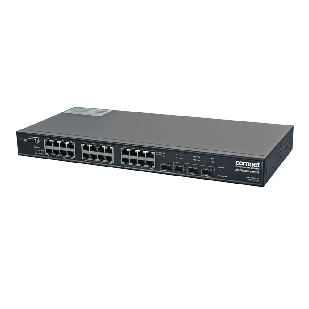 ComNet CWGE26FX2TX24MSPOE 26-Port GE Managed Switch 2SFP, 24TX