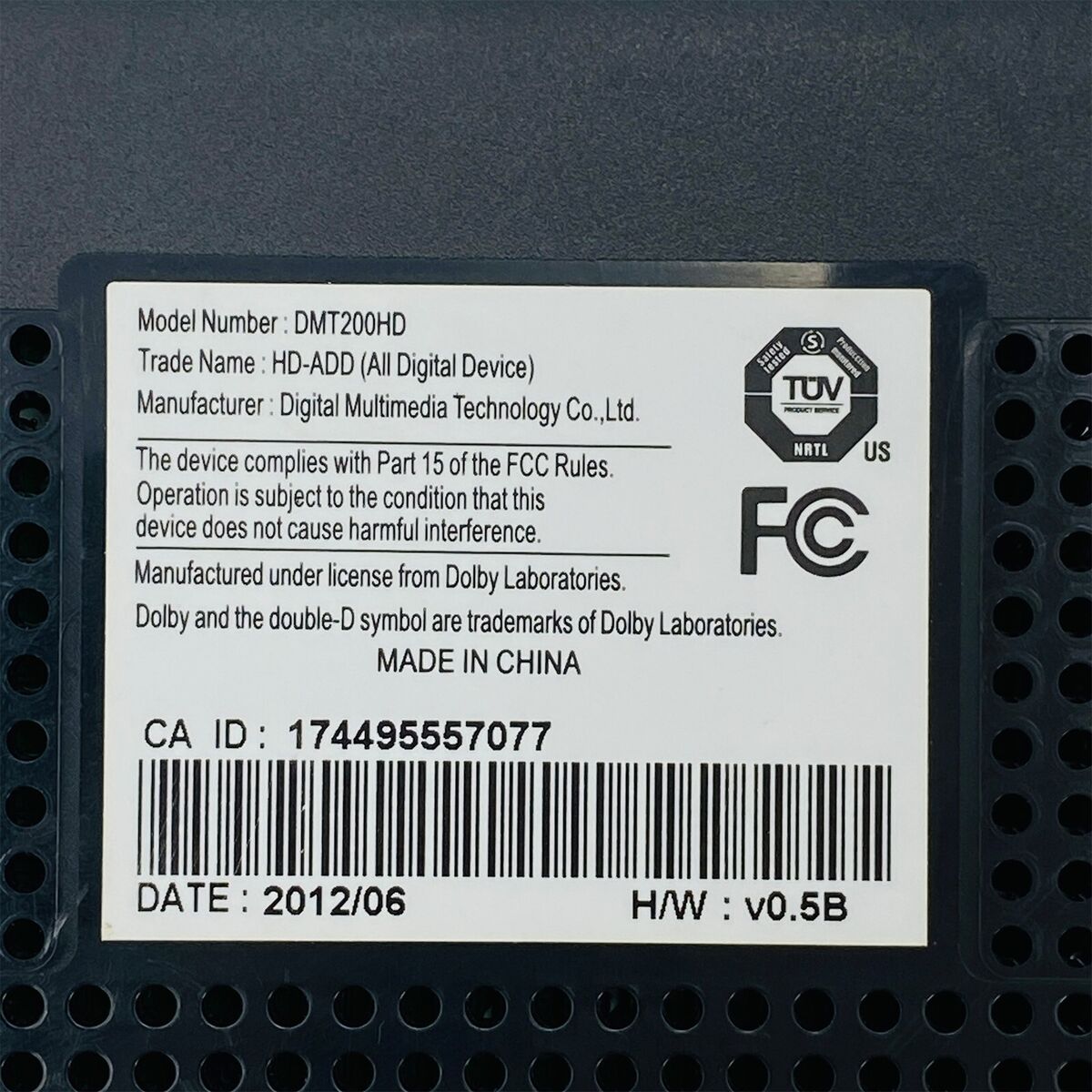 Dolby Digital DMT200HD Digital Receiver