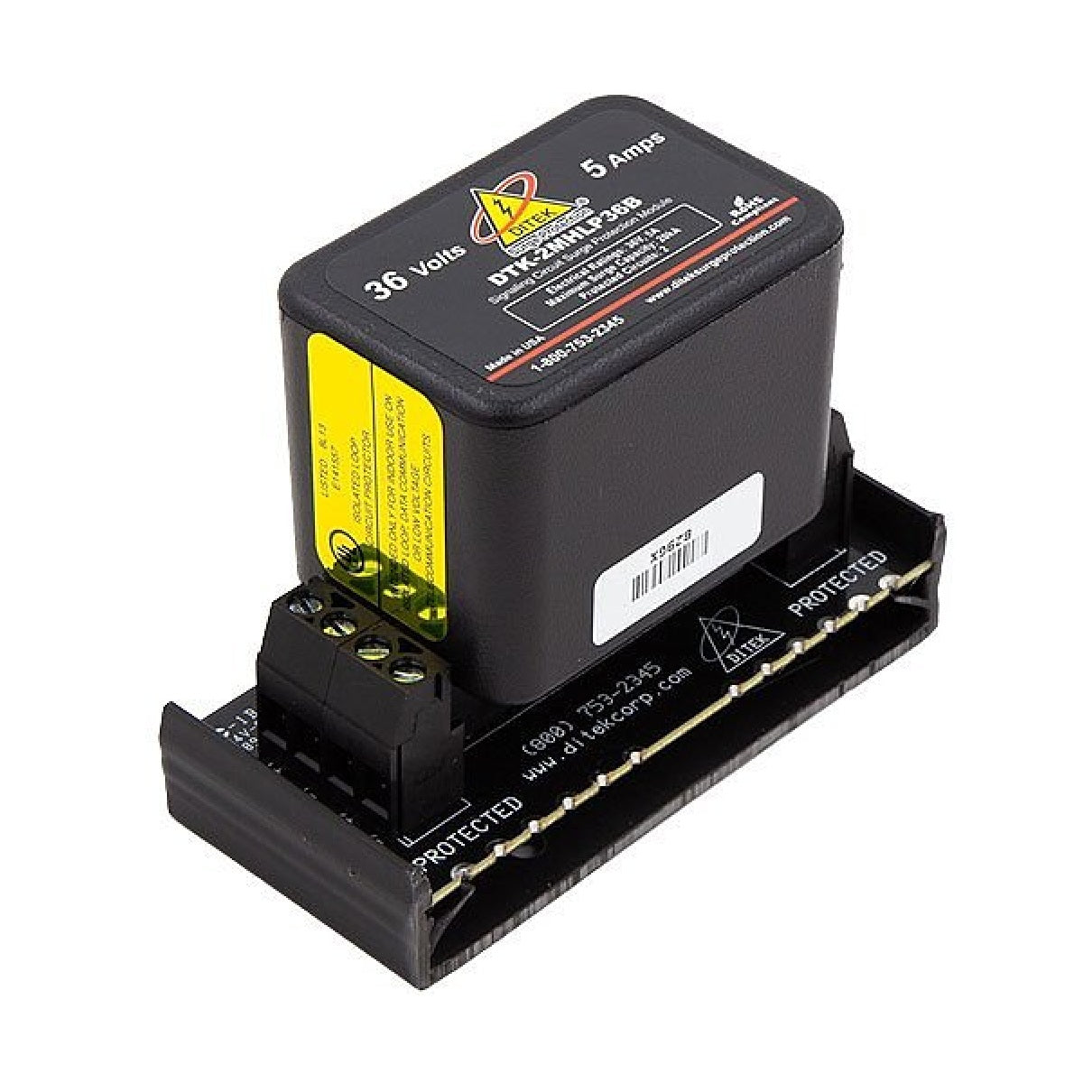 DTK-2MHLP36BWB 2-Pr, 36V, Modular alarm panel Protector & base