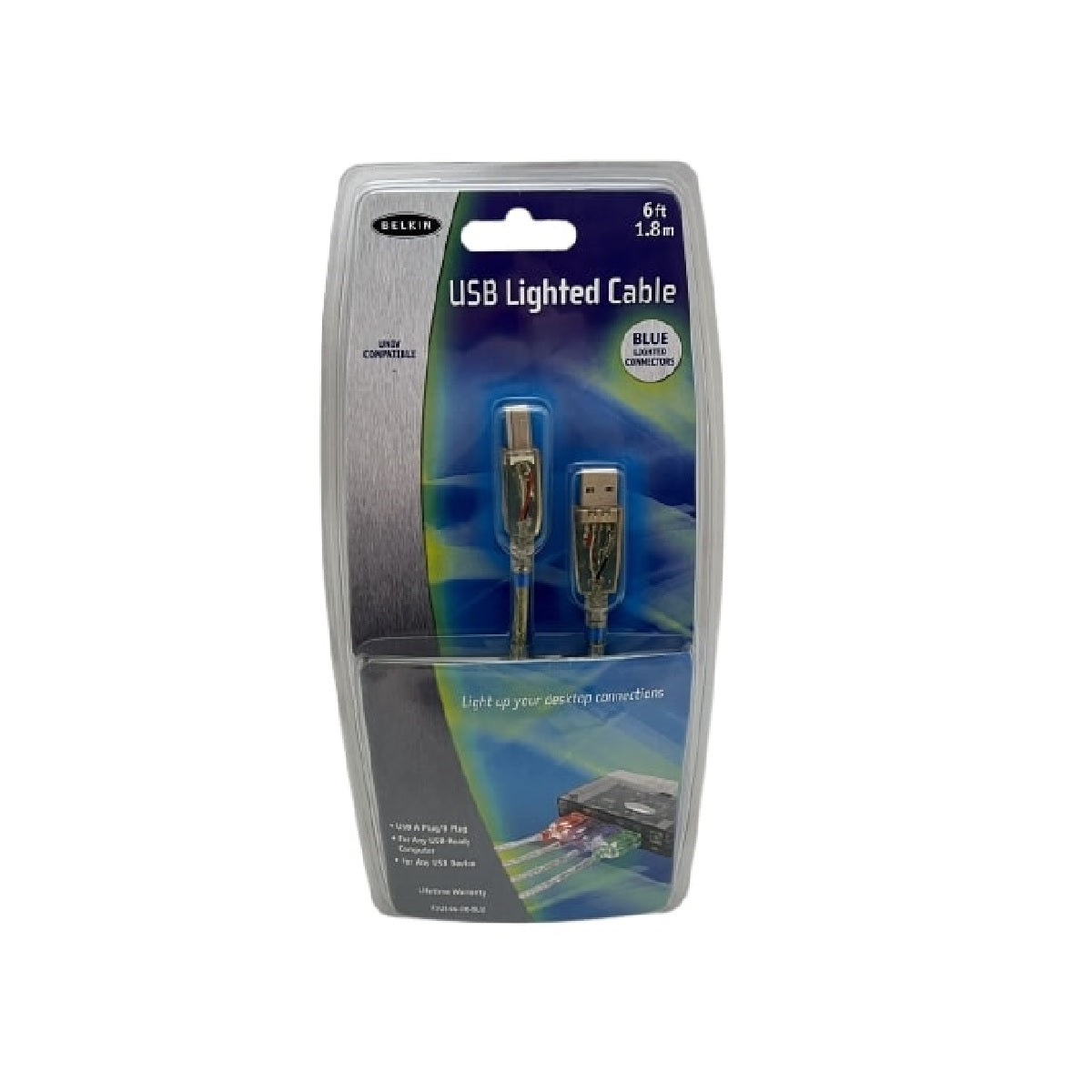 Belkin F3U144-06-BLU Transluscent and Blue Light Blue USB Lighted Cable