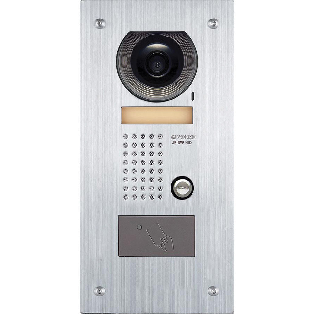 Aiphone JF-DVF-HID Vandal-Resistant Flush-Mount Color Video Door Station with HID ProxPoint Plus Proximity Card Reader