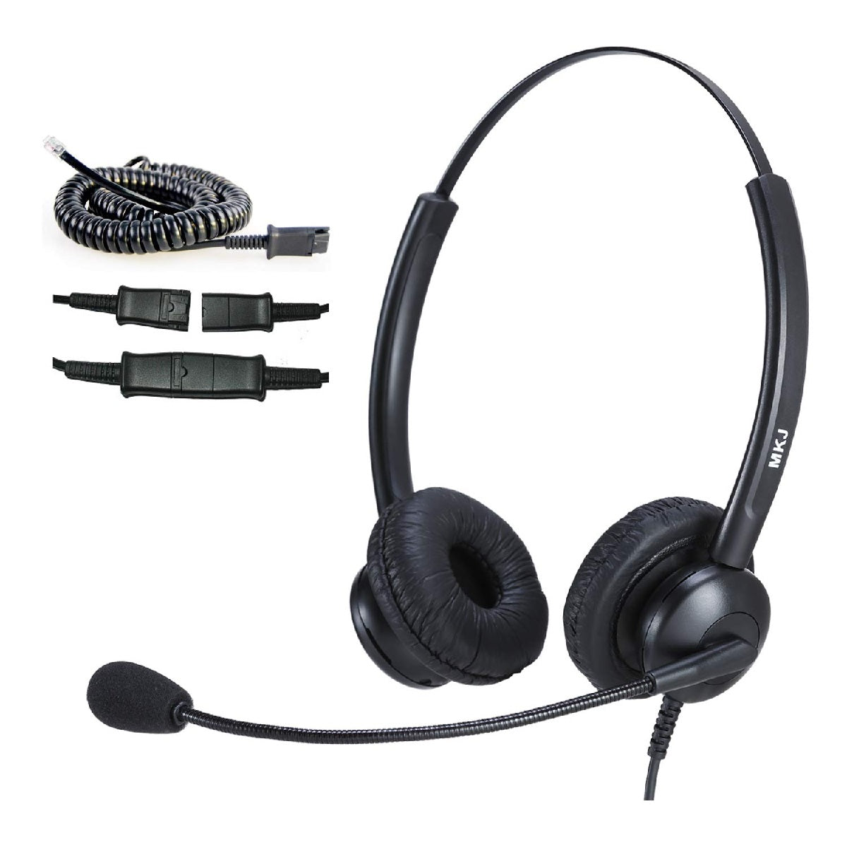 MKJ MKJ308DSQD002C  Telephone Headset for Office Phones Dual Ear RJ9 Phone Headset with Microphone Noise Canceling
