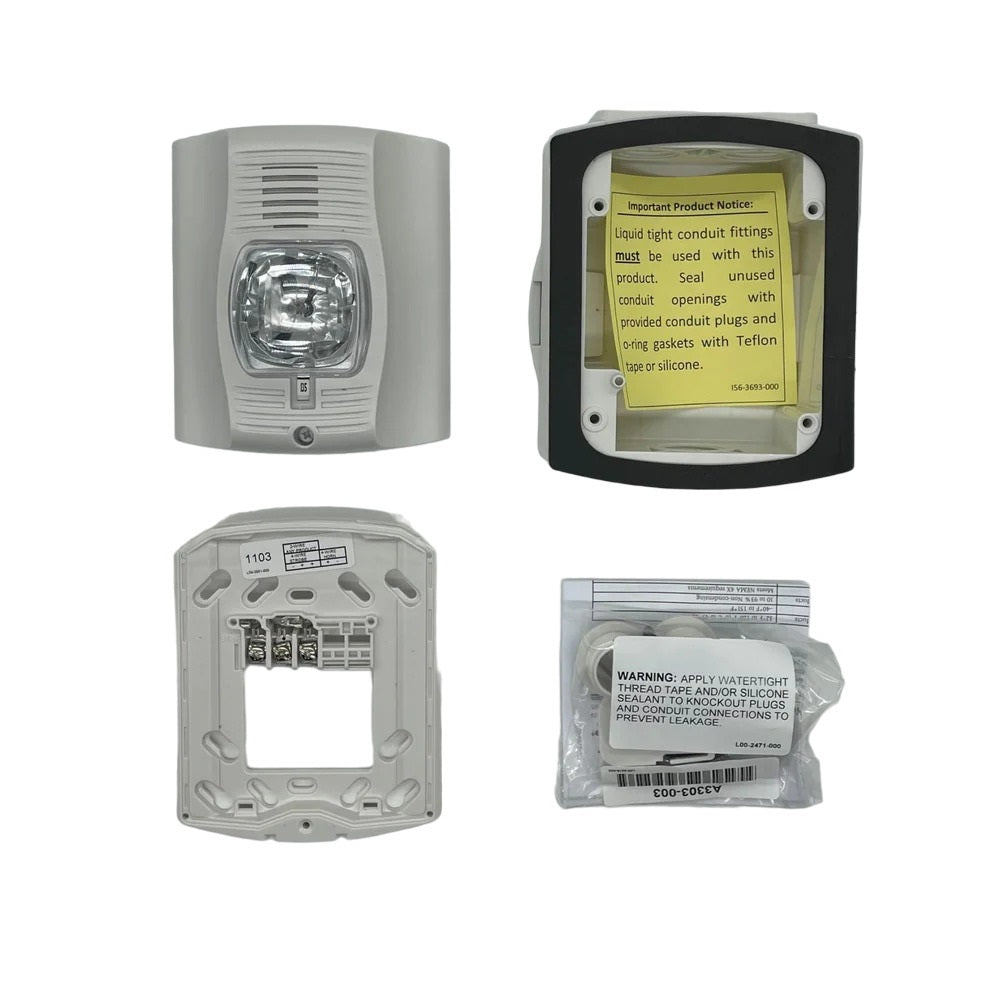 System Sensor P2WHK-P 2-Wire Outdoor Horn Strobe, High Candela, White, Wall, 12 or 24 VDC