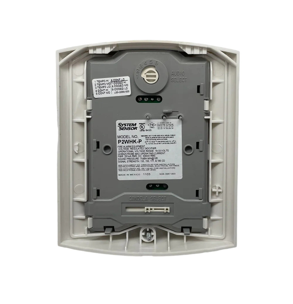 System Sensor P2WHK-P 2-Wire Outdoor Horn Strobe, High Candela, White, Wall, 12 or 24 VDC