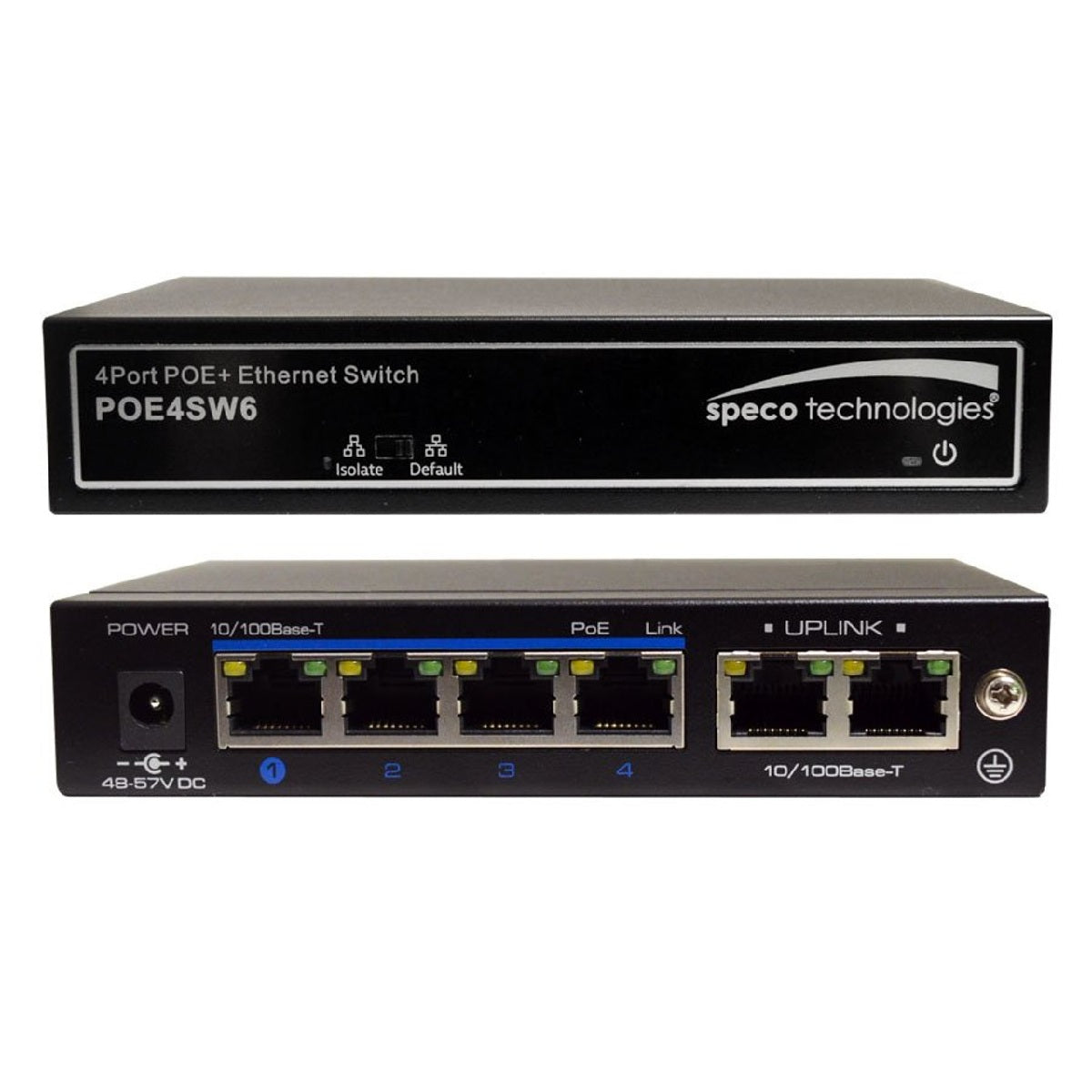 Speco Technologies POE4SW6-4-Port 10/100Mbps 802.3af/at PoE Switch
