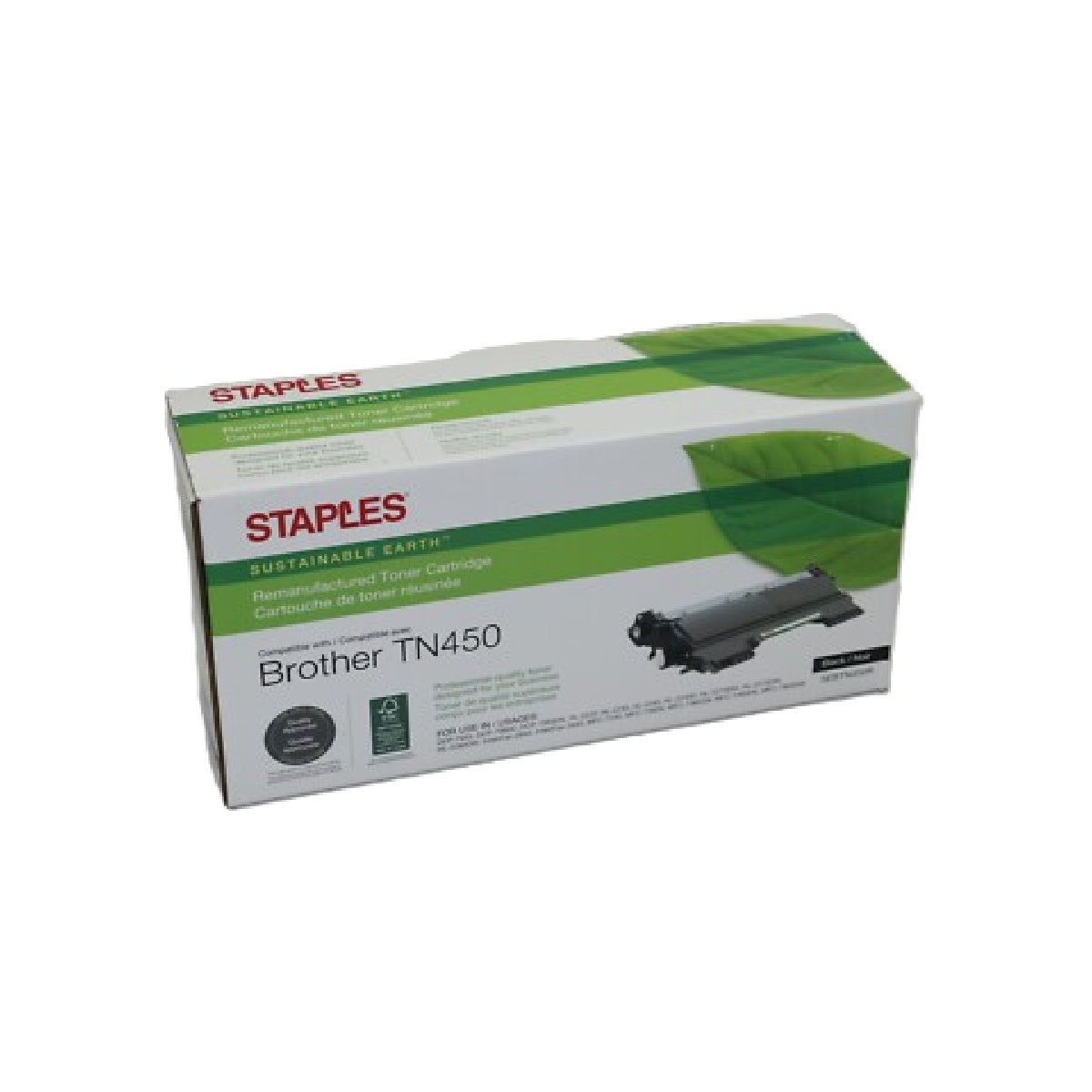 STAPLES SEBTN450R Sustainable Earth Remanufactured Brother TN-450 High-Yield Toner Cartridge
