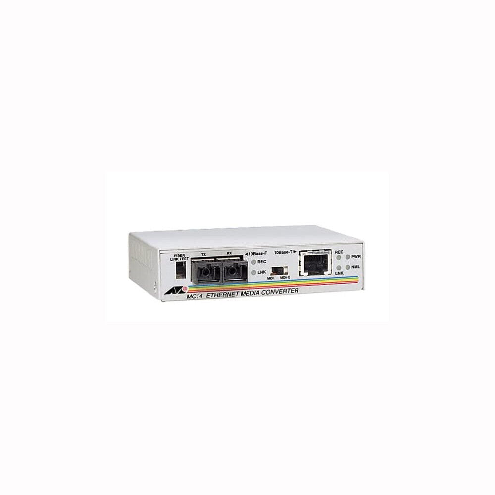 AT-MC14-10 ALLIED TELESIS 10MBPS 10BASE-T TO 10BASE-FL FIBER ETHERNET TRANSCE...