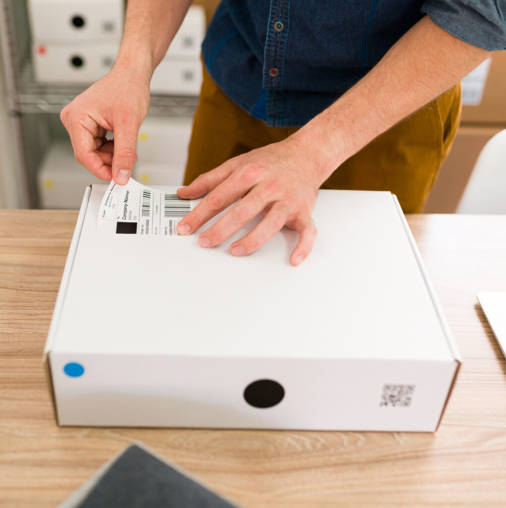 label electronics for redistribution